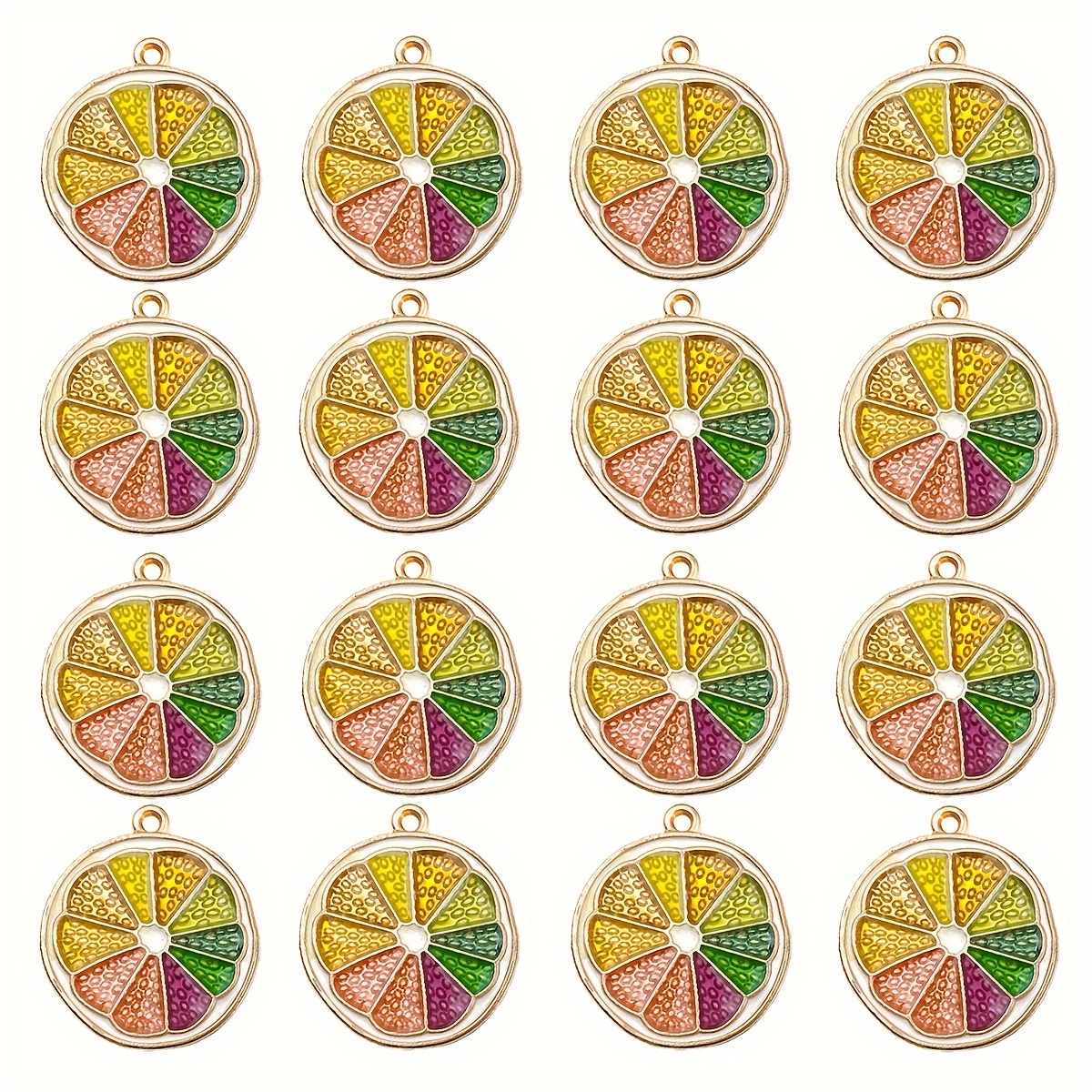 

10pcs Colorful Citrus Fruit Slice Charms, Alloy Enamel Orange Lemon Pendants For Diy Jewelry Making, Earrings, Necklaces, Bracelets, Keychains, And Cell Phone Decorations