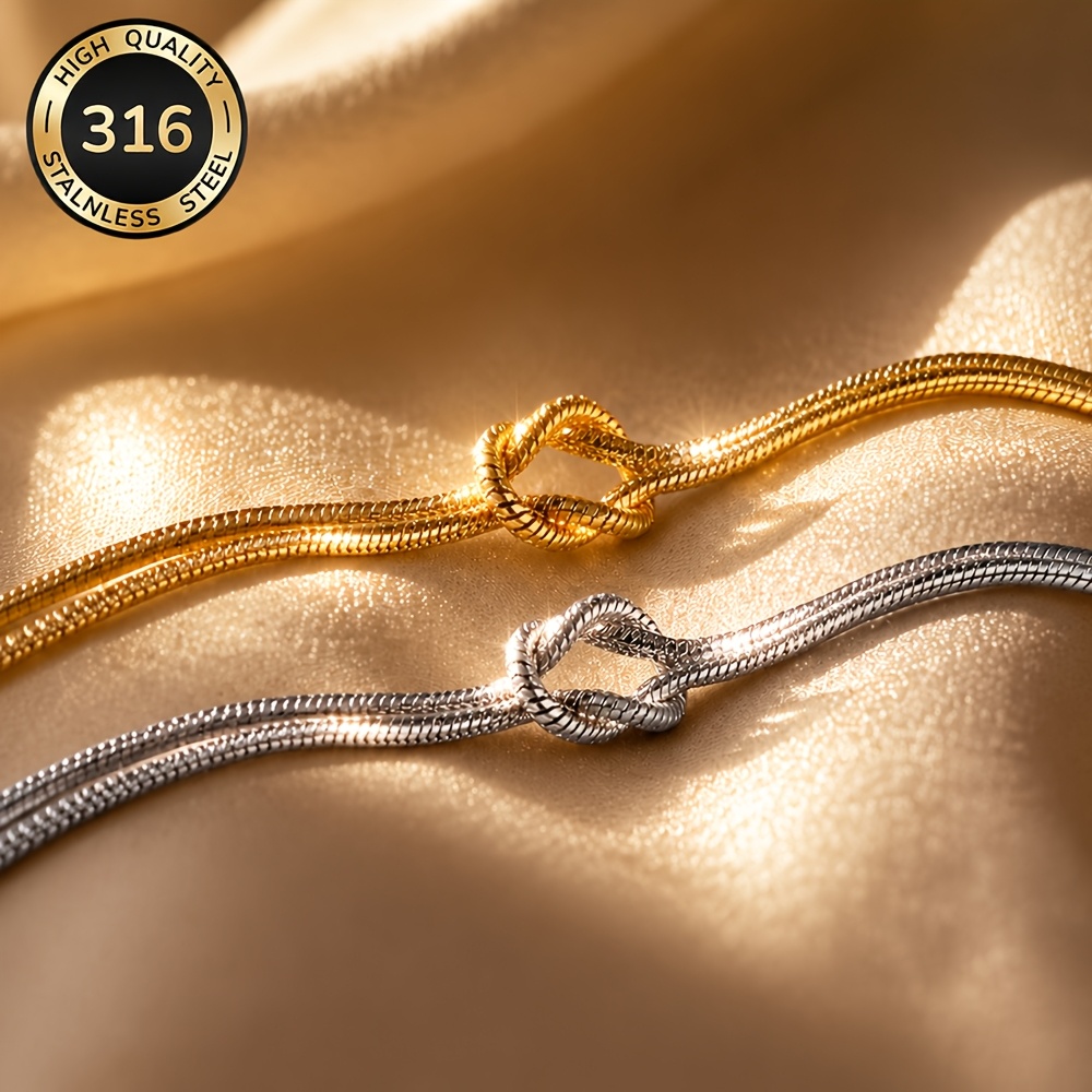 Women's Adjustable Stainless Steel 18K Plated Stackable Necklace