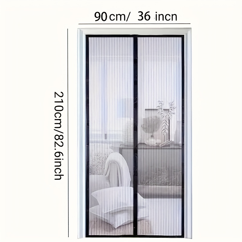 TEMU [summer Mesh Curtain Insect Repellent] Easy-install Magnetic Mesh Curtain For Summer - Insect & Repellent, Breathable Polyester Blend, , Ideal
