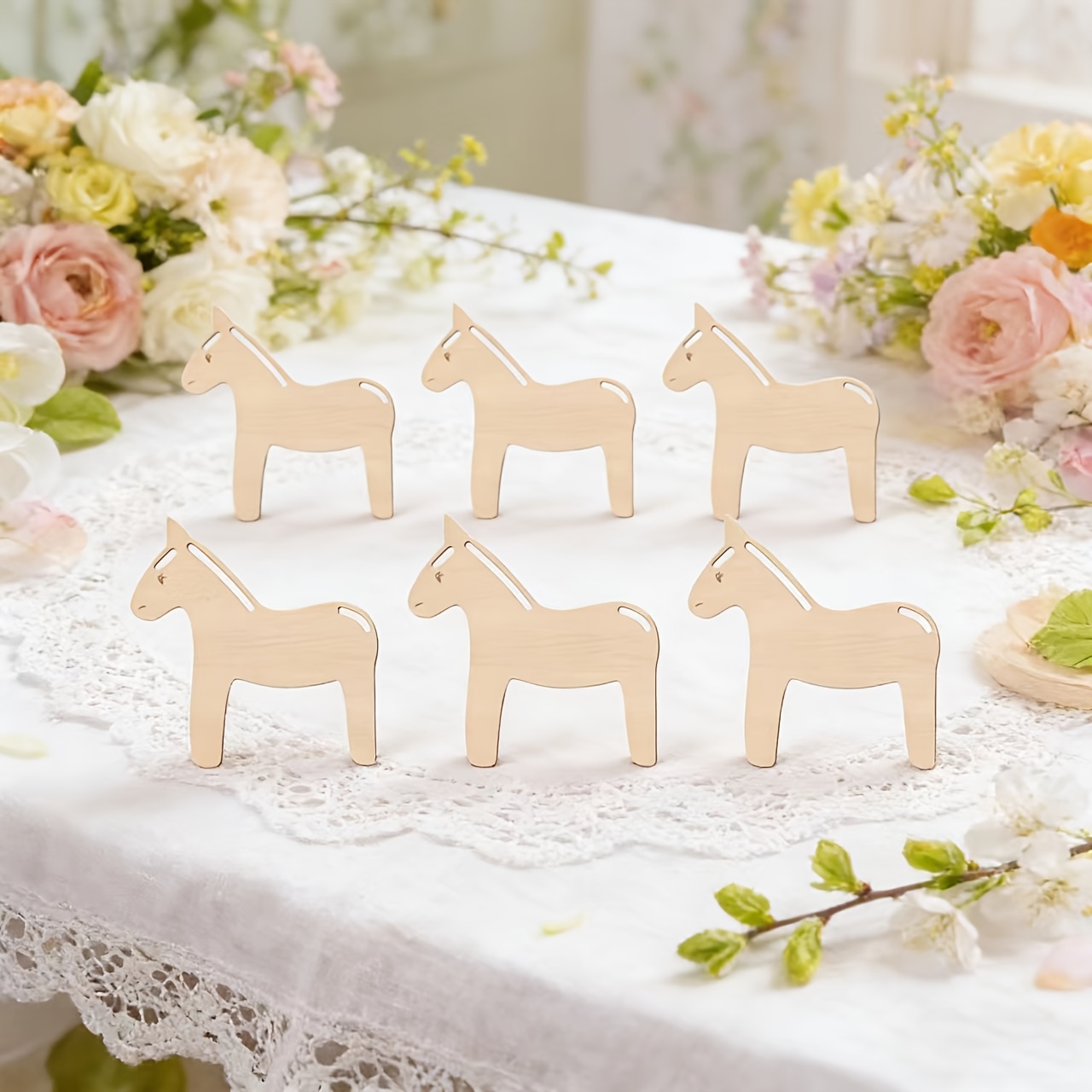 Image of 6pcs, Wooden Horse Crafts | Versatile Wooden Horses For Birthday Party Decorations, Home Decor, Store Displays & Creative Gifts Pendant Making, Ideal For Festivals, Birthdays, Family Gatherings