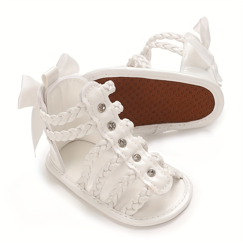Trendy Cute Bowknot Decor Hollow Sandals For Baby Girls, Breathable Lightweight Walking Shoes For Summer