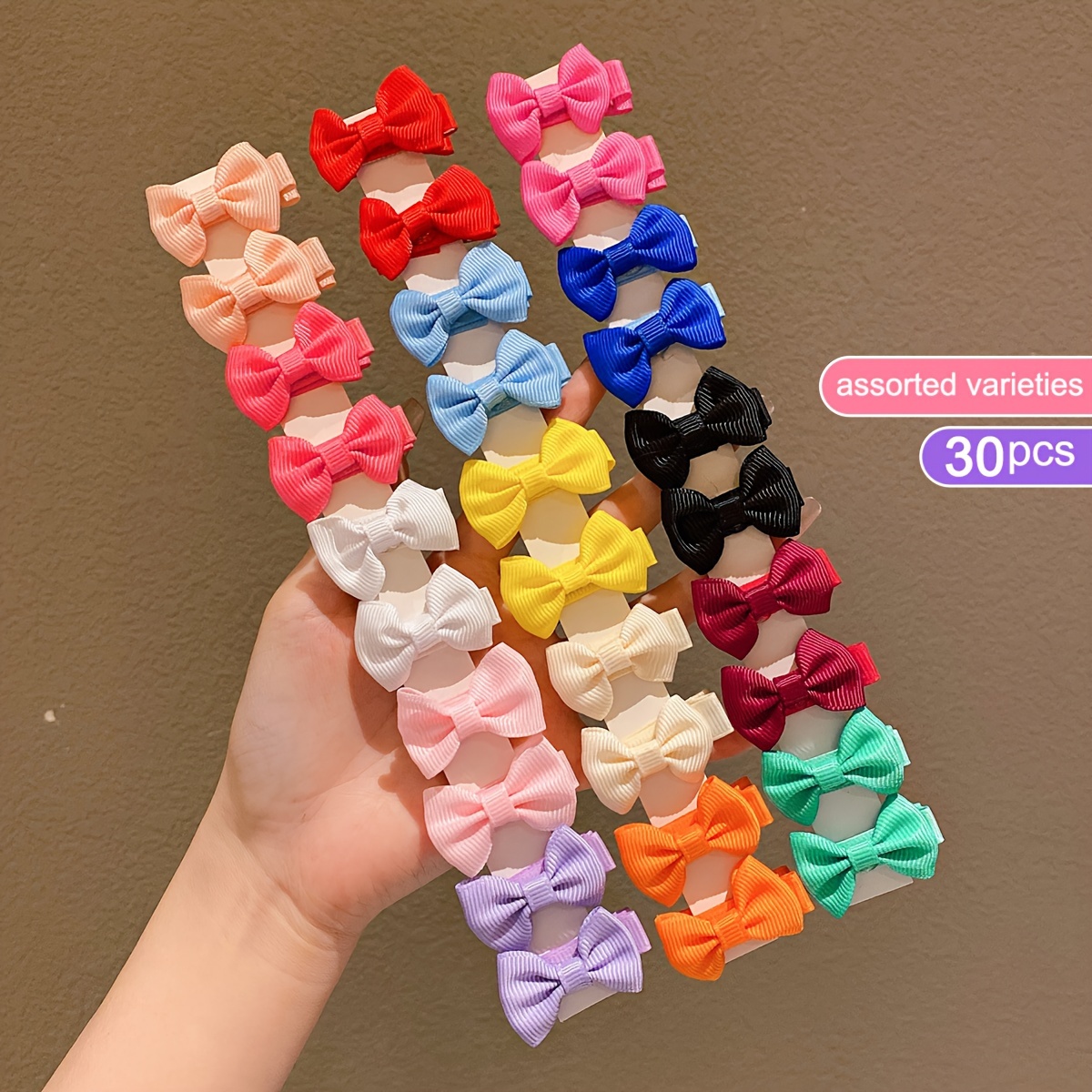 TEMU 30pcs Cute Colored Bow Hair Stripes, Girls Hair Accessories For Parties