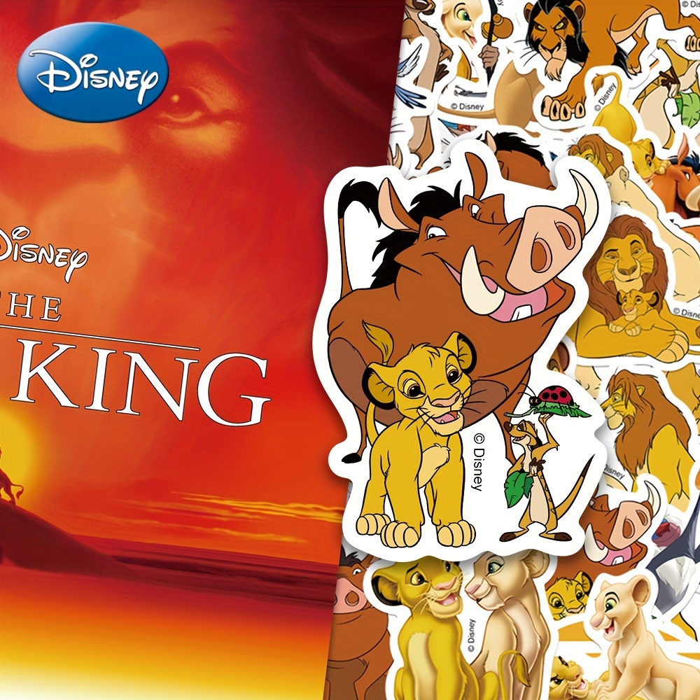 

50-pack Disney Simba Waterproof Stickers - Durable Pvc, Matte Finish For Laptops, Guitars, Phones & More