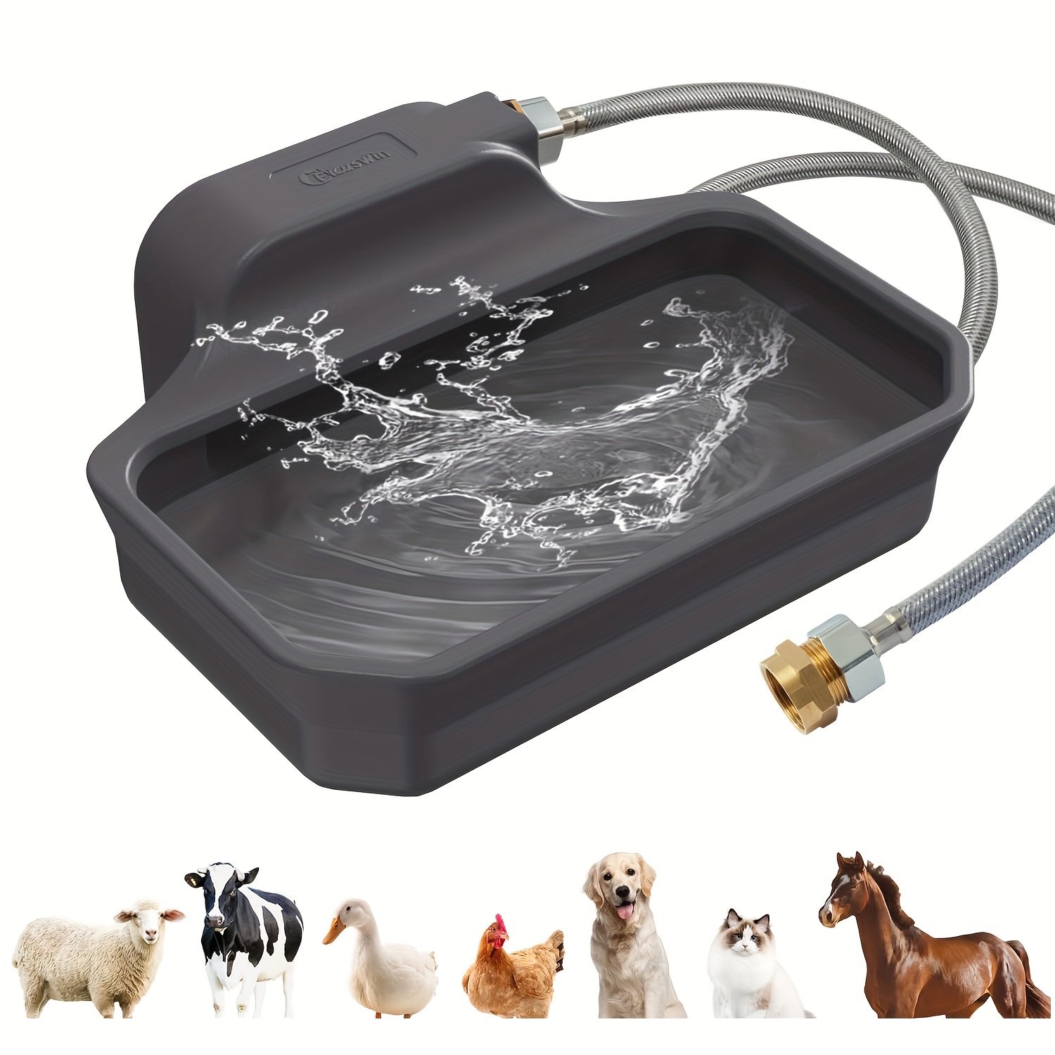 

Extra-large 135oz Automatic Dog Water Bowl Dispenser - Fits 3/4" Male Faucet, Includes Valve & 5ft Hose, Plastic, For Outdoor Pets