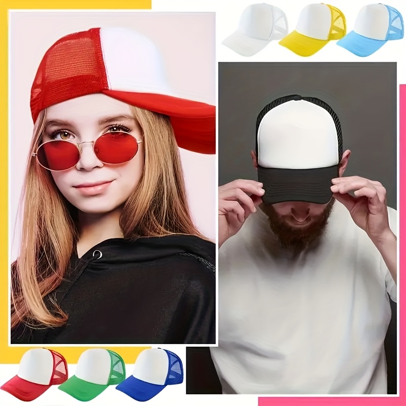 9 Customizable Unisex Breathable Mesh Baseball Caps, Adjustable