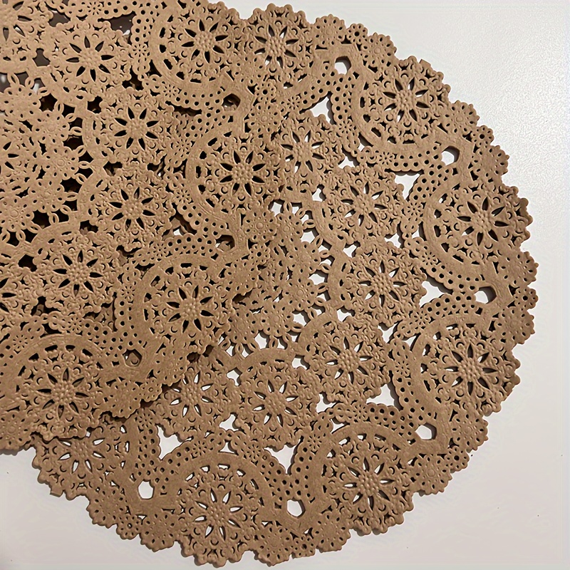 

10 Inch Brown Round Paper Doilies Bulk Table Cutout Lace Brown Disposable Paper Placemats Bulk Disposable Placemats Doily Dinner Plate Paper Mats Dessert Crafts Wedding Tableware