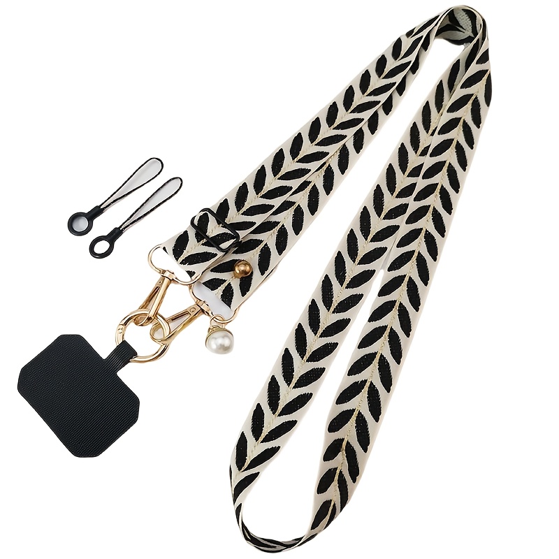 Image of An Adjustable Crossbody Phone Lanyard, Candy-colored Neck Strap For Women With Beaded Decoration, Anti-lost Lanyard, Easy To Carry