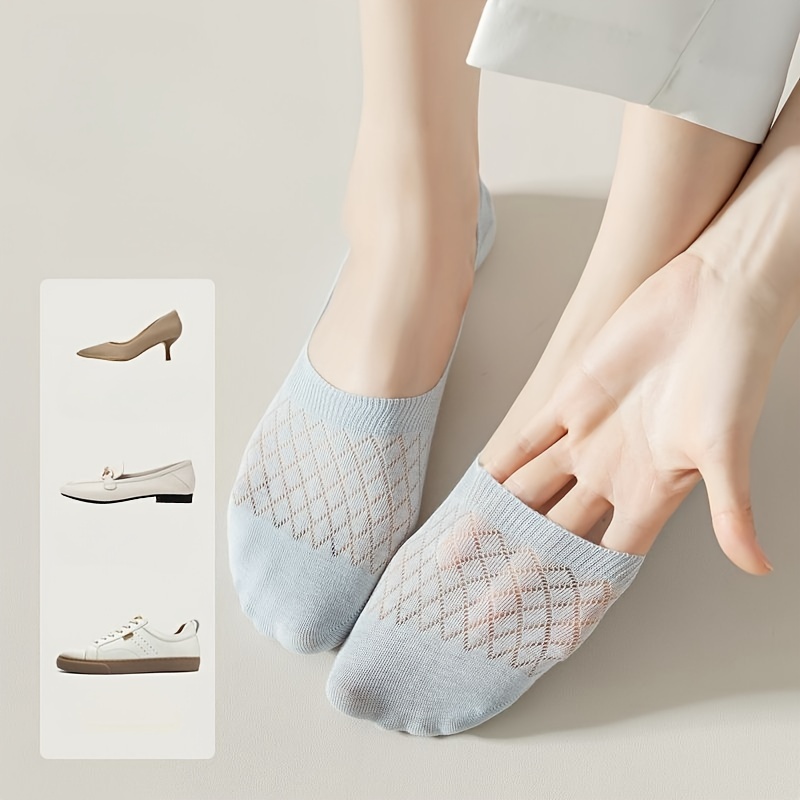 8 Pairs of Versatile Spring/Summer Japanese Candy-Colored Breathable Diamond Pattern Casual Socks