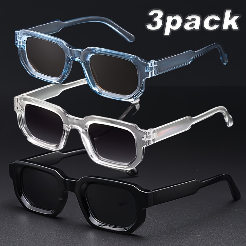 3pcs Set Rectangular Small Frame Fashion Men's Sunglasses, Easy And Stylish, Suitable For Daily Wear