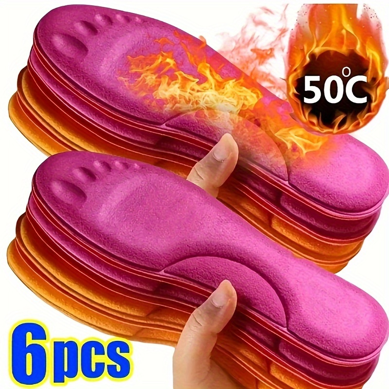 

3pairs Winter Self-heating Insoles, Thickened Non-slip Memory Foam Shoe Pads, Warm Sports Insoles For Men And Women