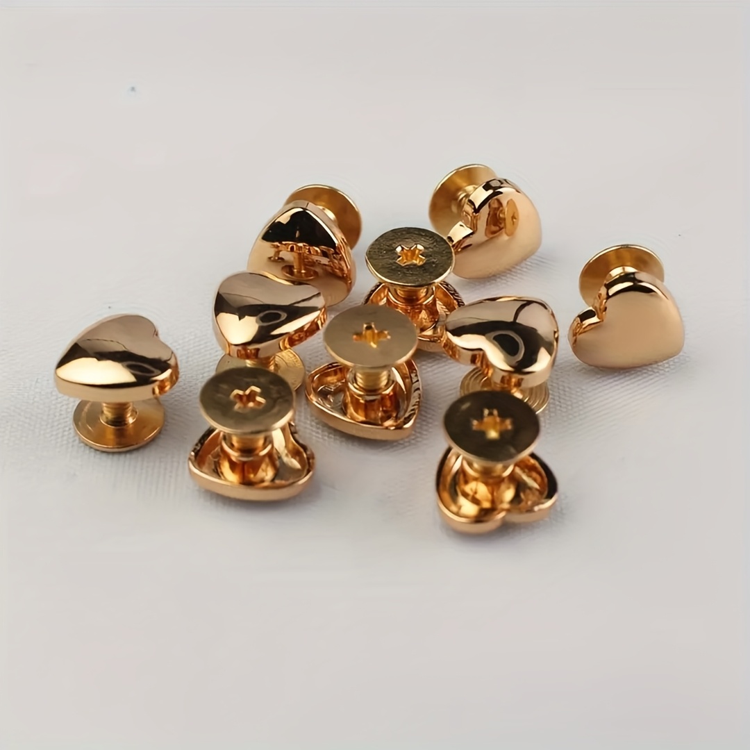 Image of 10set 14mm Heart Shape Metal Screwback Rivet Screw Studs Nail For Leathercarft Garment Belt Wallet Bag Decoration Accessories