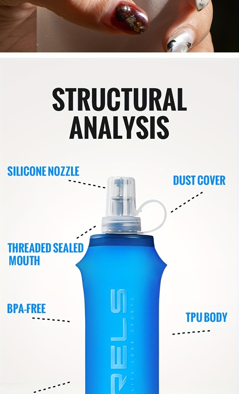 1pc, WRELS Outdoor Sports Solid Color Soft Water Container, Made from Food-Grade TPU Material That Is Free from BPA, Produced Through a Hot Pressing Method That Ensures It Is Odorless, Suitable for Outdoor Activities
