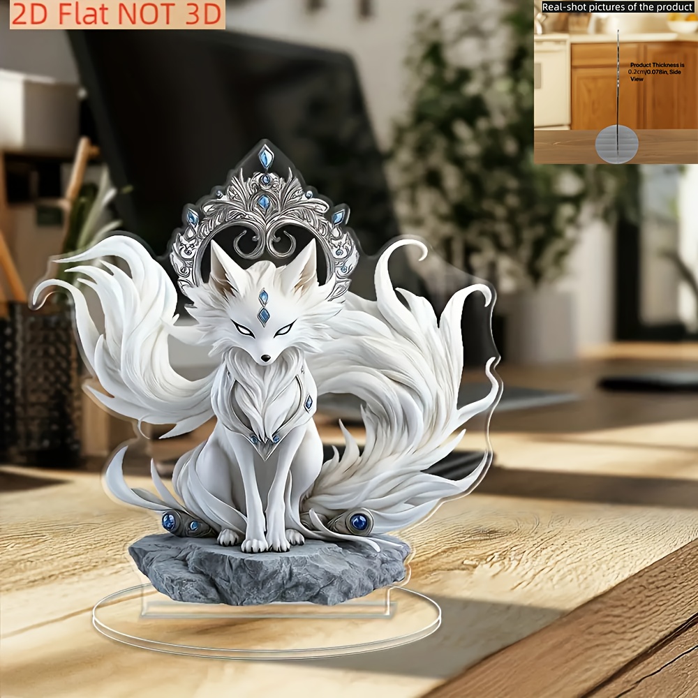 TEMU Statue de à queues de style bohème 2D à plat avec une couronne argentée et des décorations de synthétiques bleues - un petit ornement , adapté à