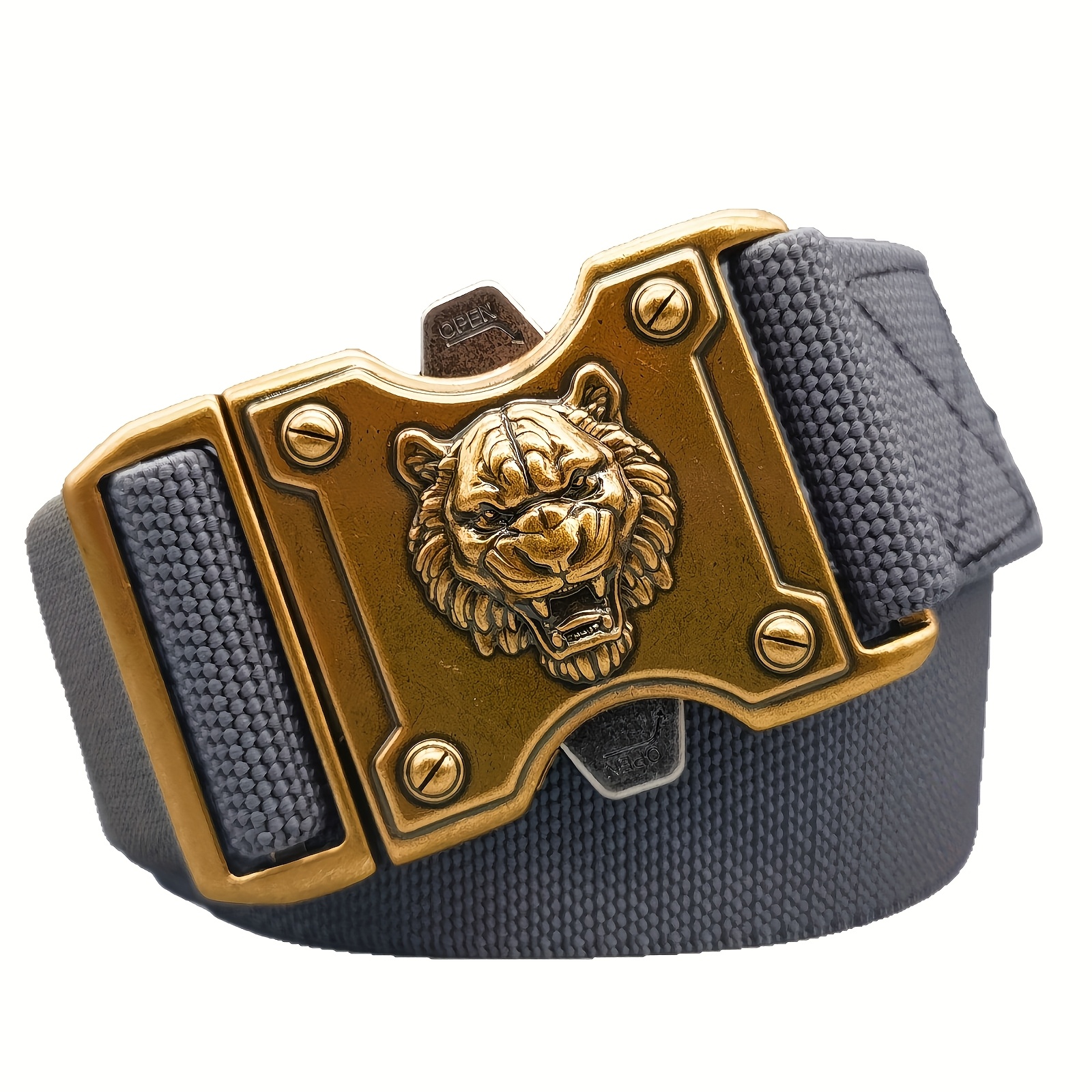 Tactical Belt With Golden Design, Men's Trendy Elastic Outdoor Sports Belt