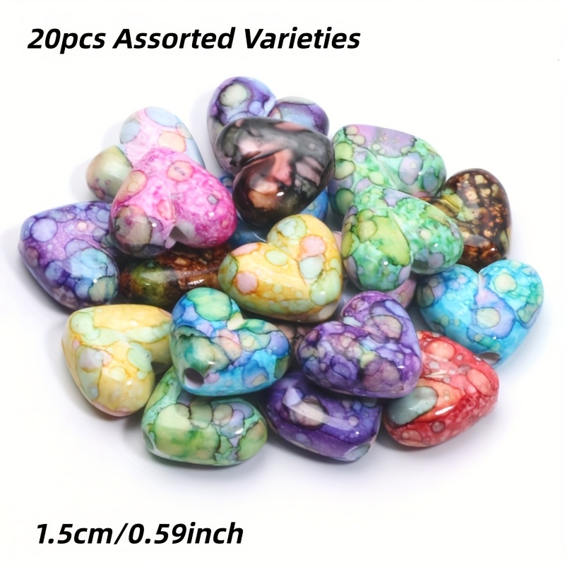 20pcs 15mm Heart-shaped Acrylic Loose Beads - Symbol For Bracelet Necklace Jewelry Making | Perfect Gift