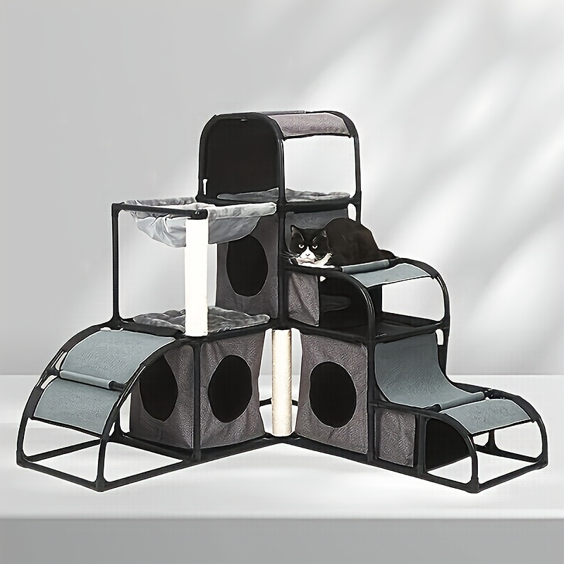 2-tier dinosaur cat tree tower with rotating sisal scratching