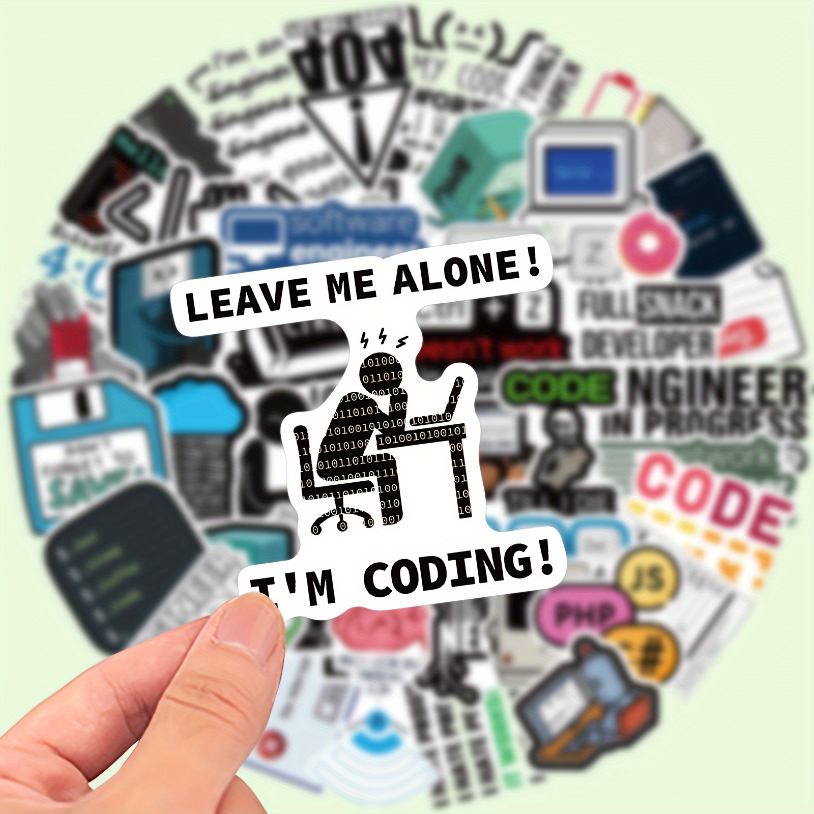 

50-piece Programmer Meme Stickers - Durable Vinyl Decals For Laptops, Water Bottles, Helmets & More - Perfect Gift For Tech Lovers