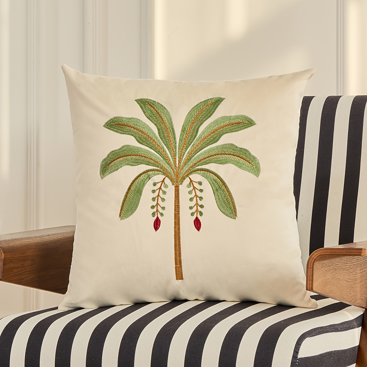 coconut tree cushion cover palm tree embroidery throw pillow