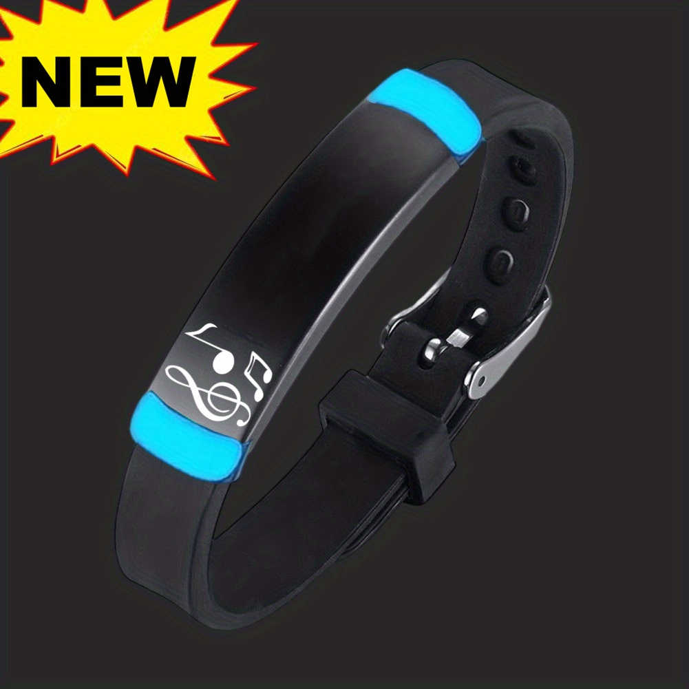 TEMU Personalized Glow In The Jewelry Gifts For Women Men, Music Themed Silicone Bracelet, Teacher Appreciation Bracelet As Concert Essentials For