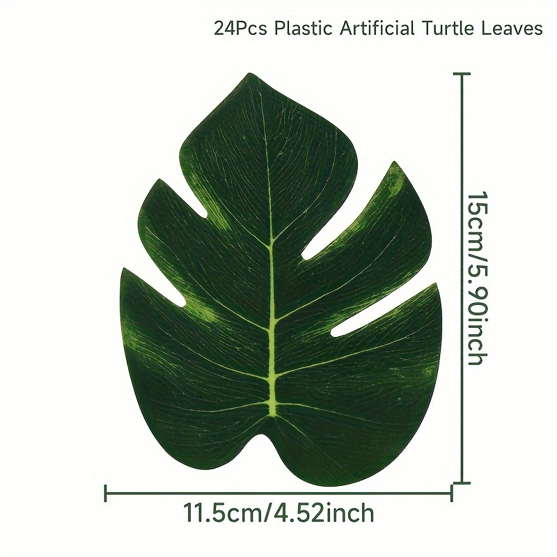 Image of 24pcs, Artificial Hunting Turtle Leaf, Artificial Leaves, Hawaiian Party Themed Decorations, Wedding Birthday Party Table Decorations