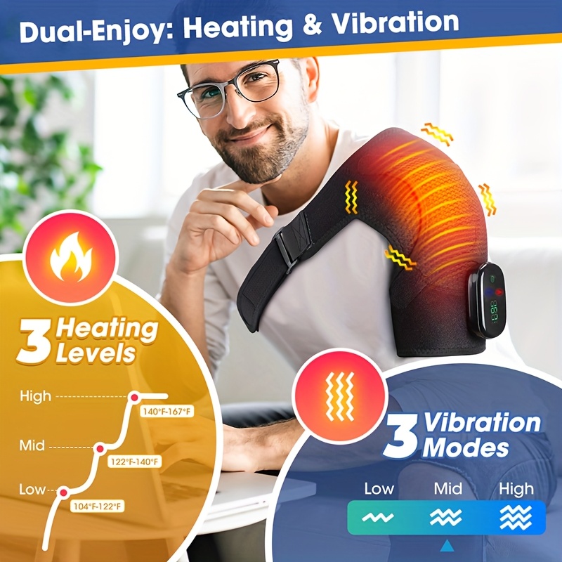 wireless heating shoulder strap with a rechargeable battery touchscreen controller vibrating shoulder massager suitable for home use   care for middle aged and elderly individuals Product details 0