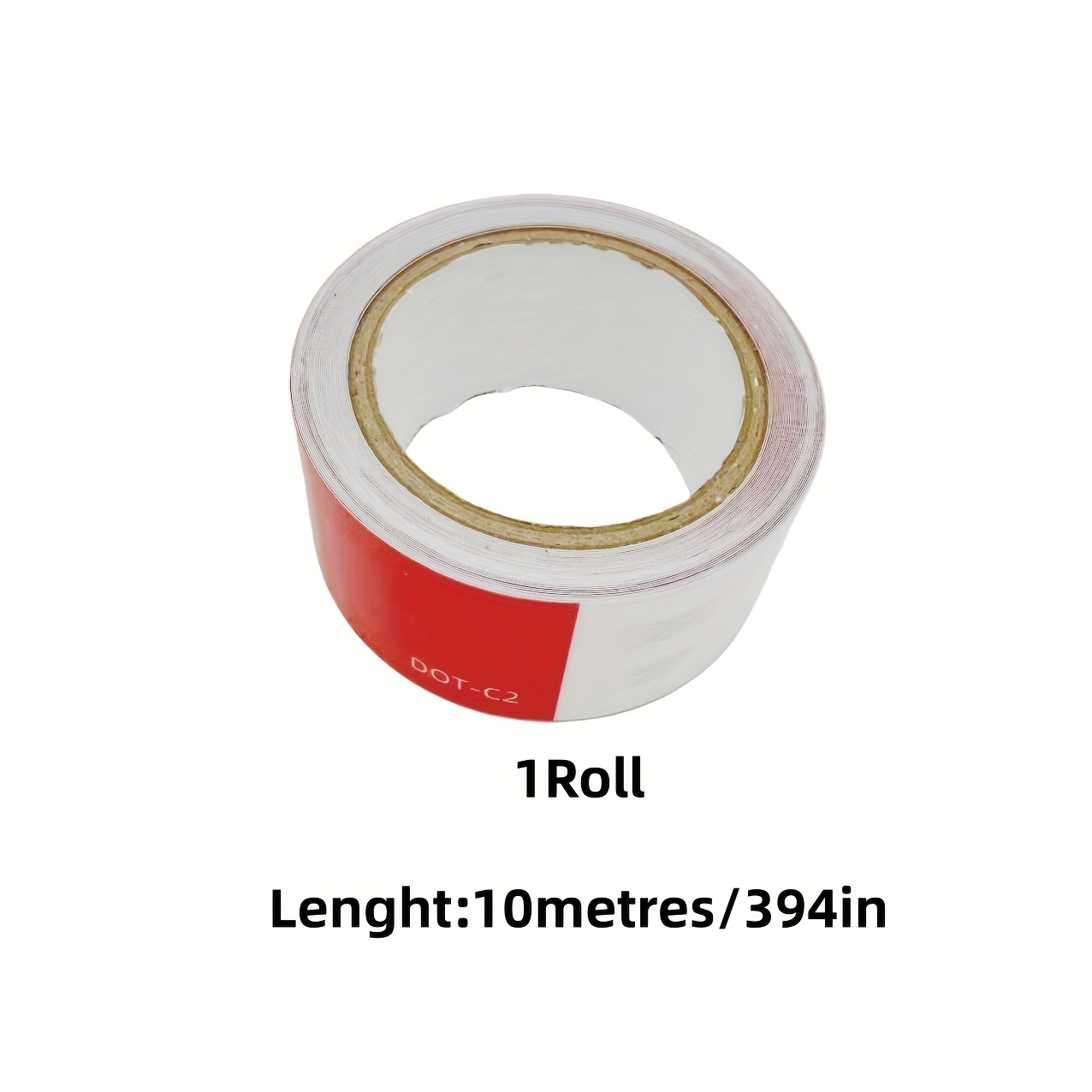 TEMU 1 Roll Of 5m/10m Dot-c2 High Visibility Reflective Tape, Adhesive Warning Strip, Suitable For Vehicles, Universal Fit, Red And White Reflective