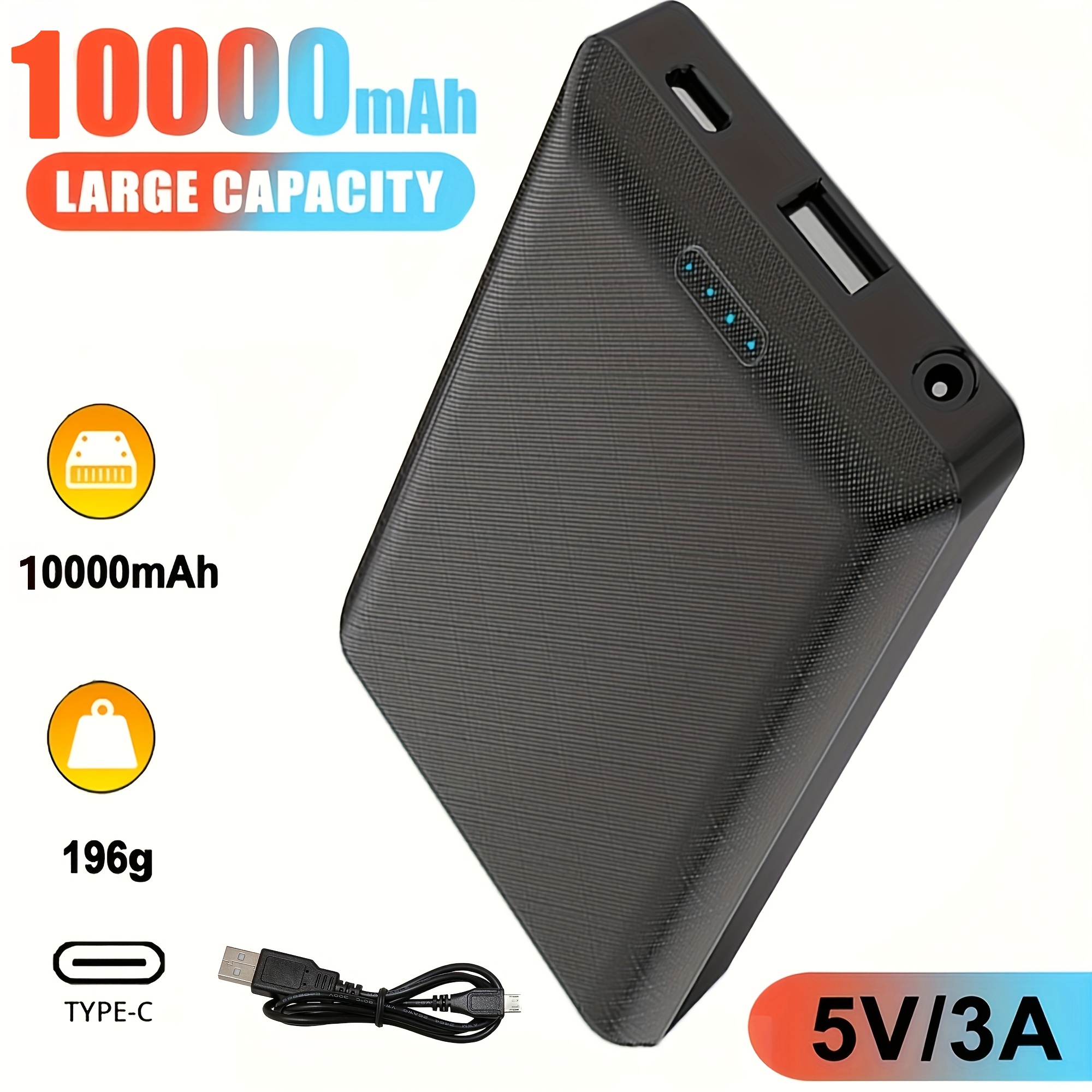 TEMU 10000mah Power Bank Dc5v 3a Portable Charger External Battery Pack For Heating Vest Jacket Scarf Gloves Electric Heating Equipment