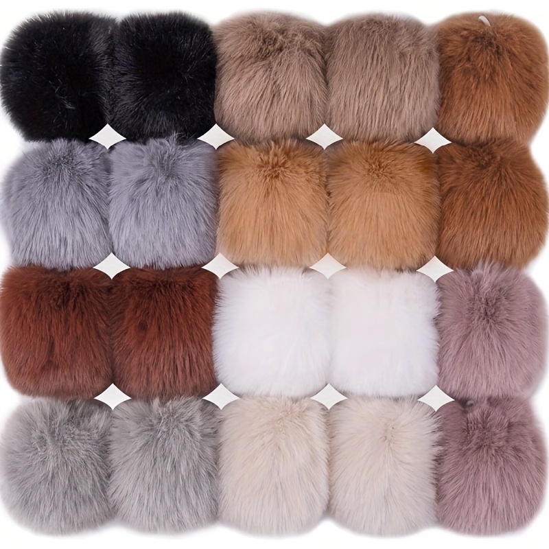 

20 Pack Assorted Fur Pom Poms With Loop For Hats, Scarves, Gloves, Bags - Soft Fluffy Craft Rabbit Fur Balls In 10 Colors (2 ) - Mixed Color Knitting & Crochet