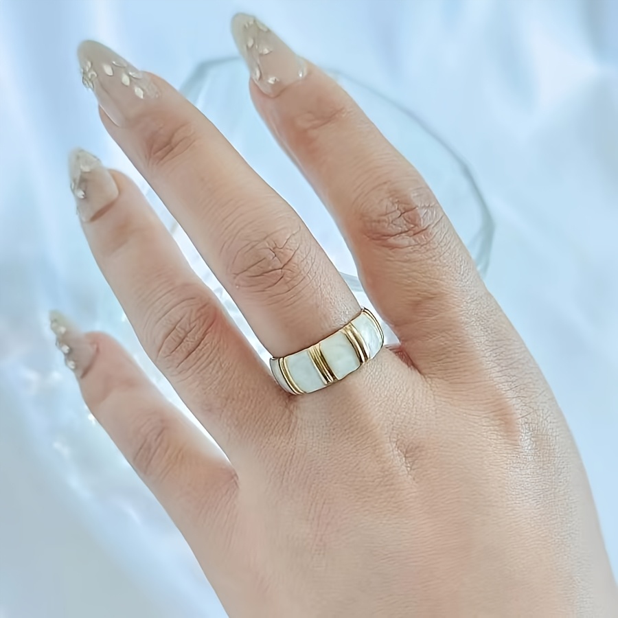 Adjustable Bamboo Ring with Enamel Glaze