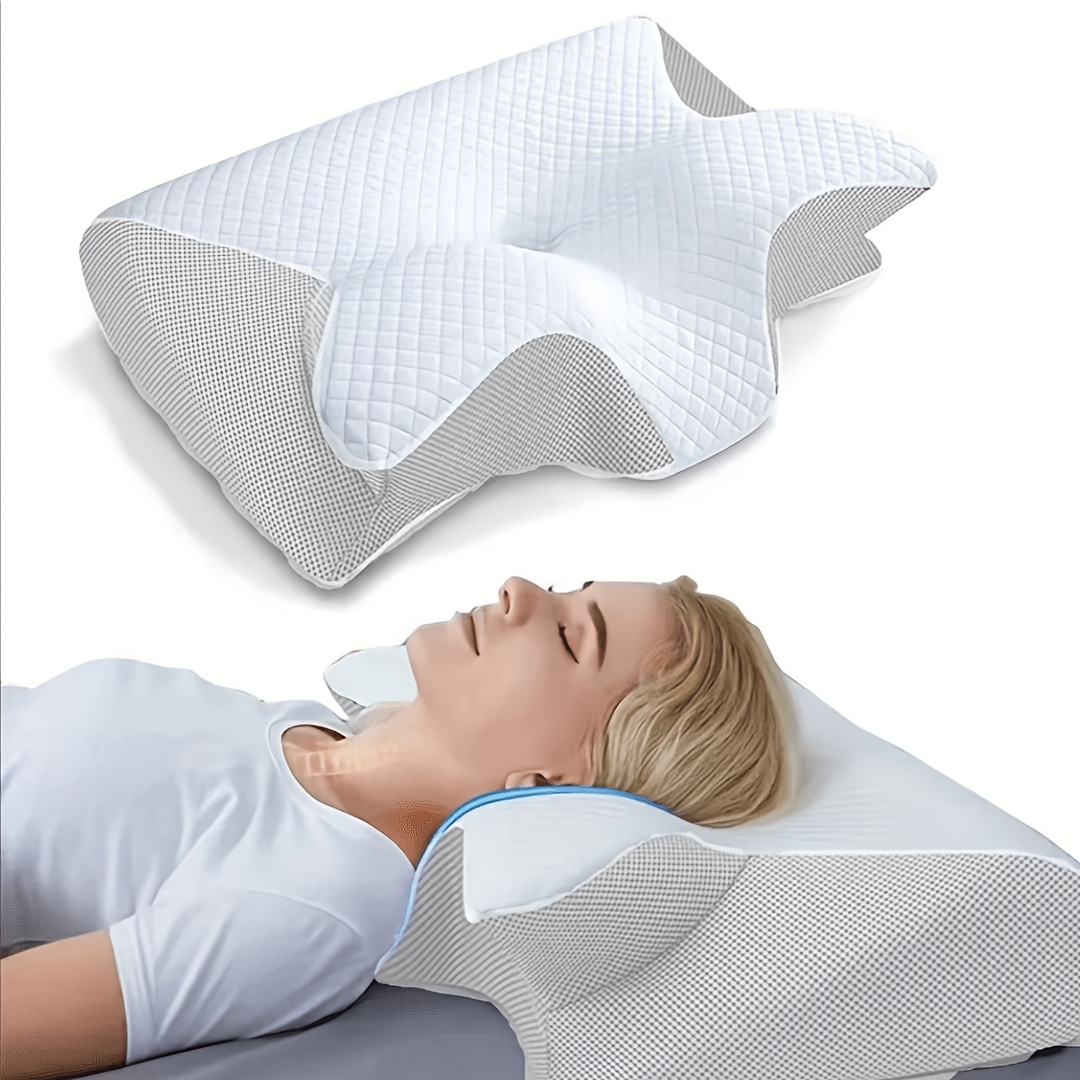 Image of Ergonomic Cervical Pillow - Suitable For Back And Side Sleepers, Breathable, Supportive Design - Ideal For Parents And Elderly, Fill, Machine Washable Cover, Comfortable Neck Support Pillow