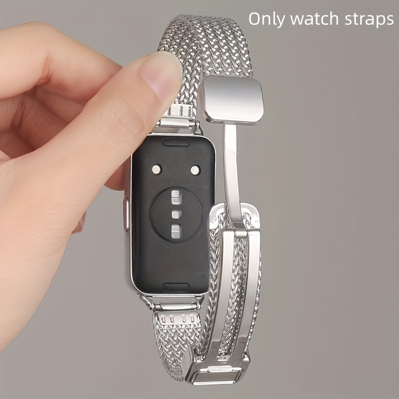 Edelstahl Armband Mit Magnetverschluss Für Huawei Band 10/9/8 – Metall Mesh Ersatzband In Silber
