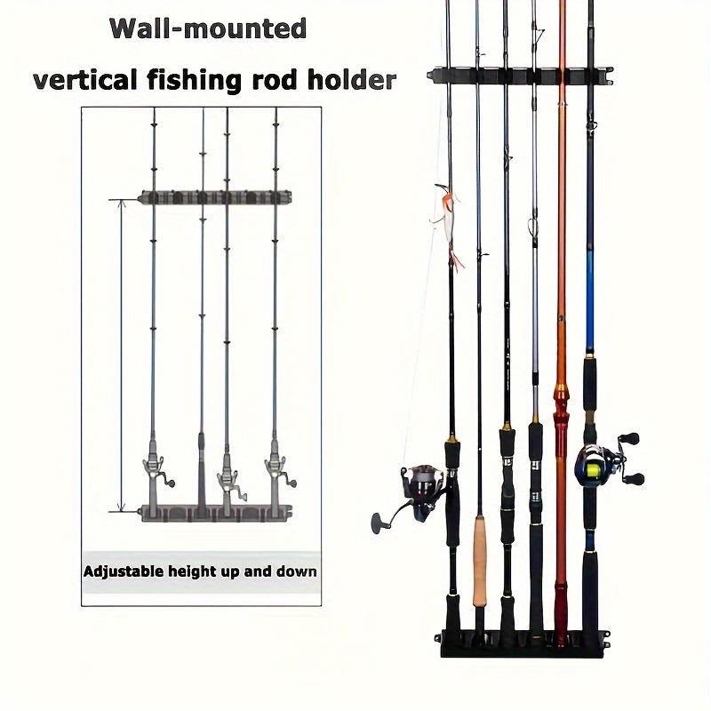 Horizontal/Vertical Fishing Rod Holder - Wall Mounted Fishing Rod Rack,  Store 6 Rods Or Fishing Rod Combos, Great Fishing Pole Holder For Garage