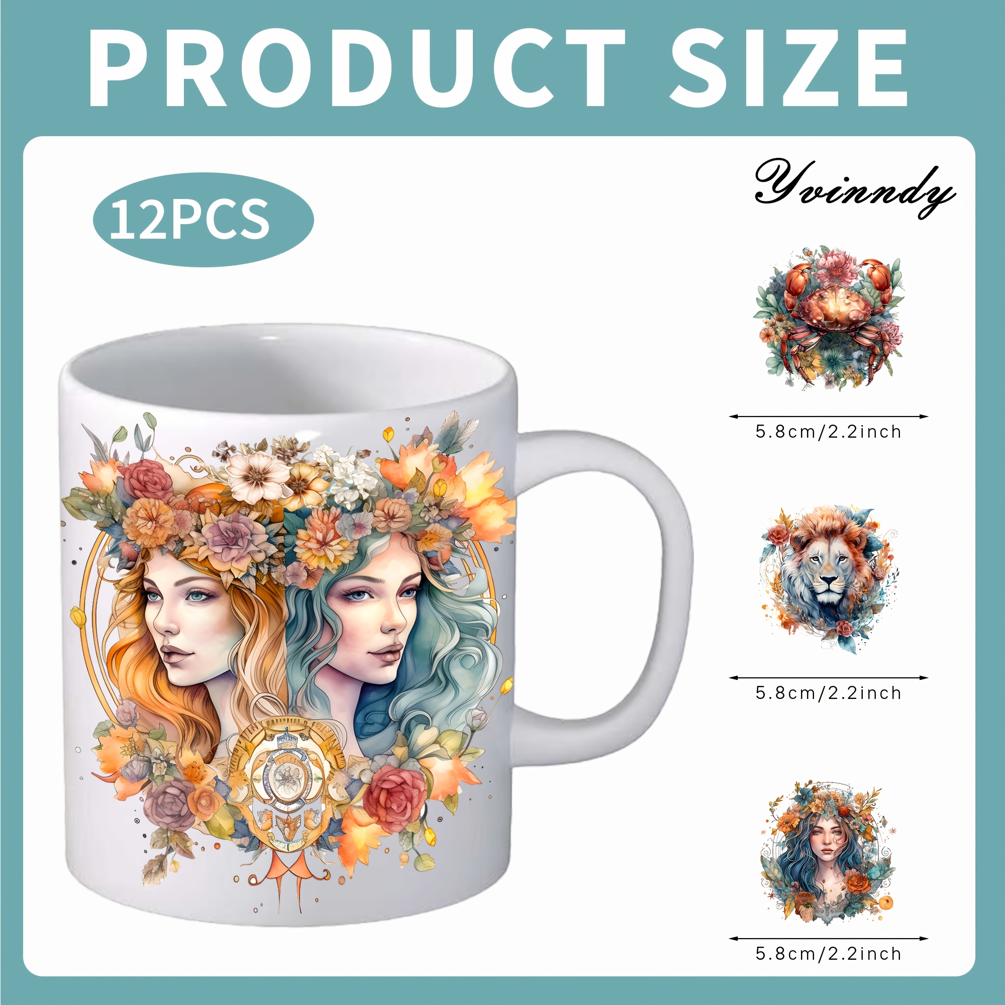 TEMU Un ensemble de 12 UV DTF sur le thème des zodiaques pour tasses, dotés de propriétés d' élevée. Ces UV DTF étanches peuvent appliqués sur , les