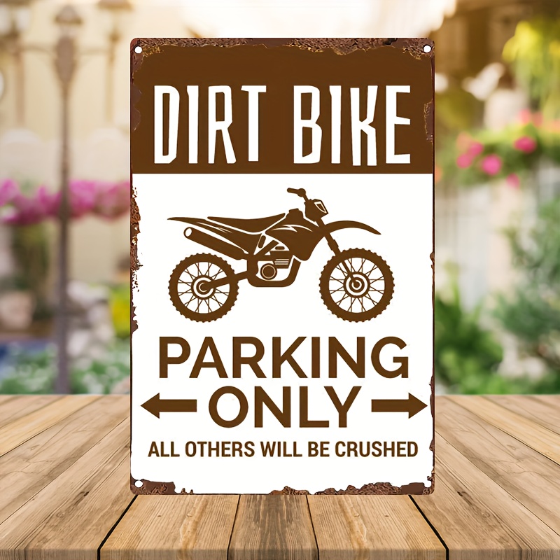 Funny Dirt Bike Parking Sign - Durable Aluminum, Retro Wall Art For ...
