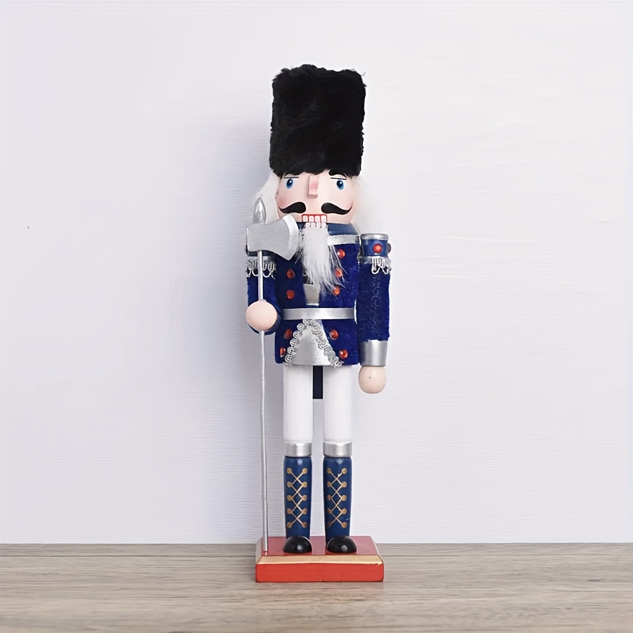 TEMU 1pc 30cm 12inch Christmas Decoration Wooden Nutcracker Soldier, Wooden King Nutcracker, Christmas Home Decoration Gift Wooden Nutcracker,