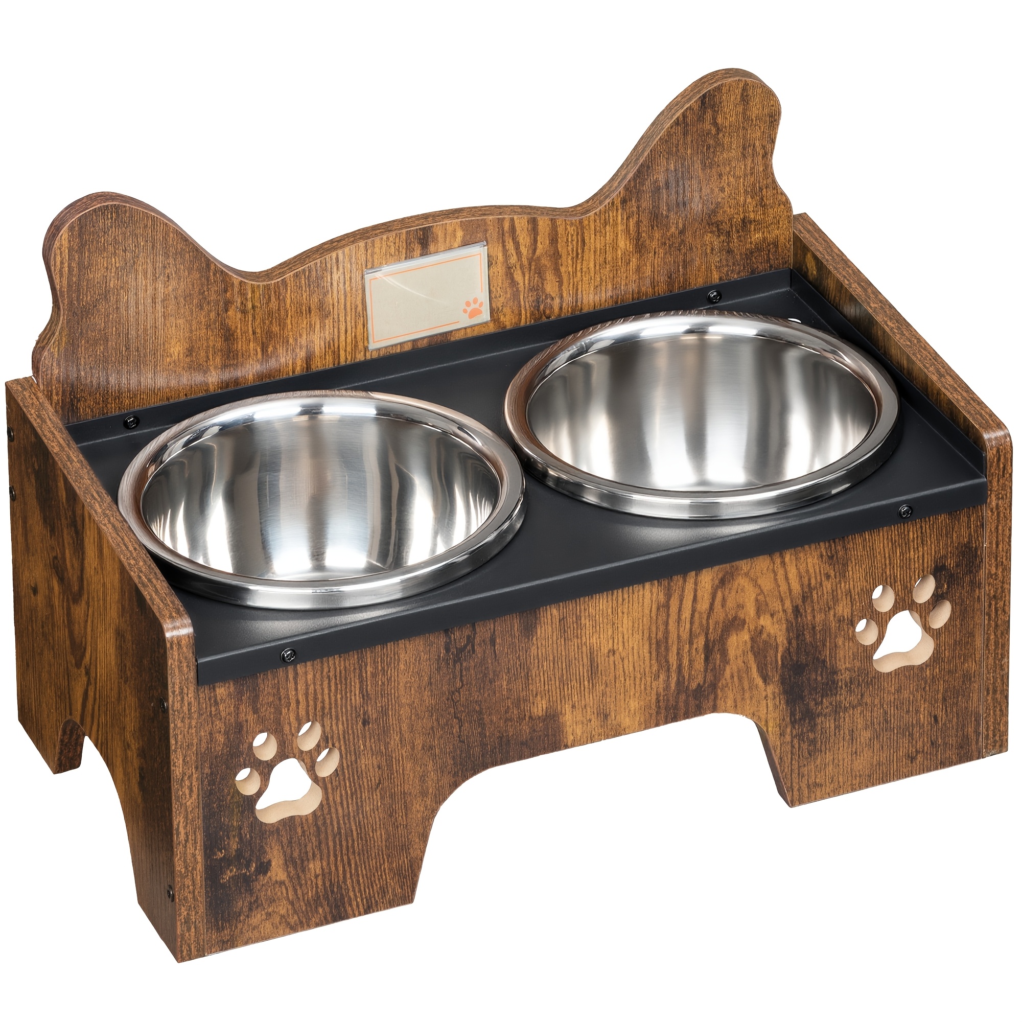 E-shop Erhöhter Hundenapf, inklusive zwei Edelstahlschalen mit spritzwassergeschütztem, rutschfestem quietschfreiem Design, geeignet für kleine