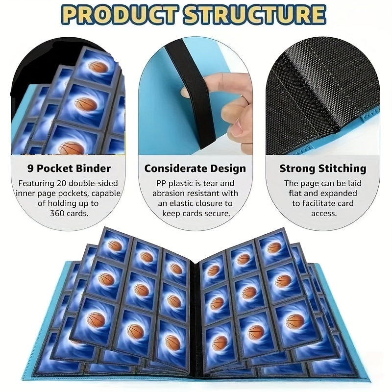 9 pocket card binder 20 sheets holds 360 cards made pp - Temu Mauritius