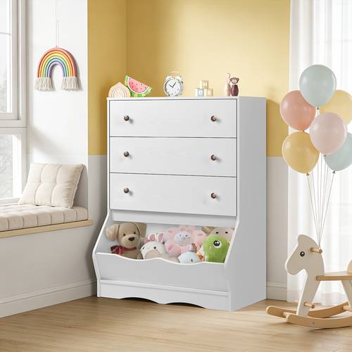 white 3 drawer dresser with open shelf small wooden chest of drawers for freestanding storage cabinet with magazine holder space saving organizer for the living room easy assembly 36 2in 43 3in