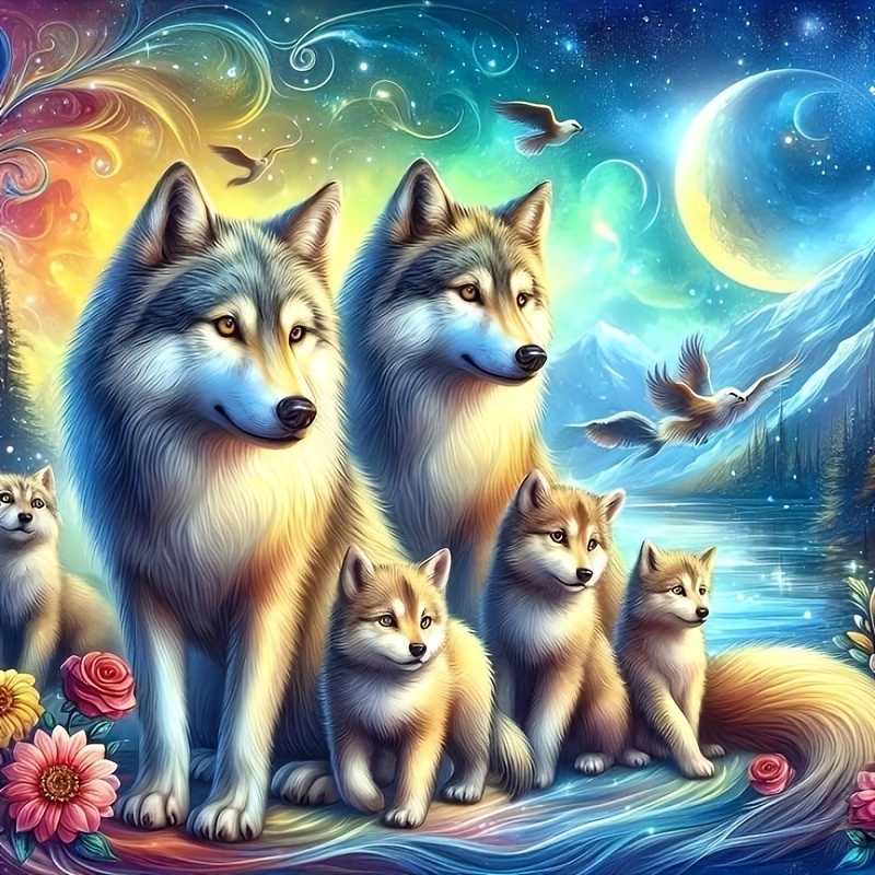 

Wolf Group Diamond Art Painting Kit 5d Diamond Art Set Painting With Diamond Gems, Arts And Crafts For Home Wall Decor No Frame