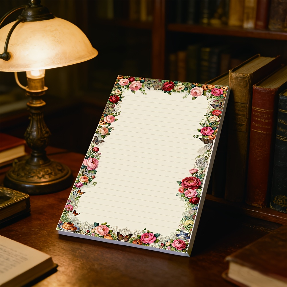 TEMU 1pc , Small B5 Vintage Lace Notebook, Stationery For , Featuring A Season Of And Fluttering Butterflies, Where And Dessert Bring Infinite