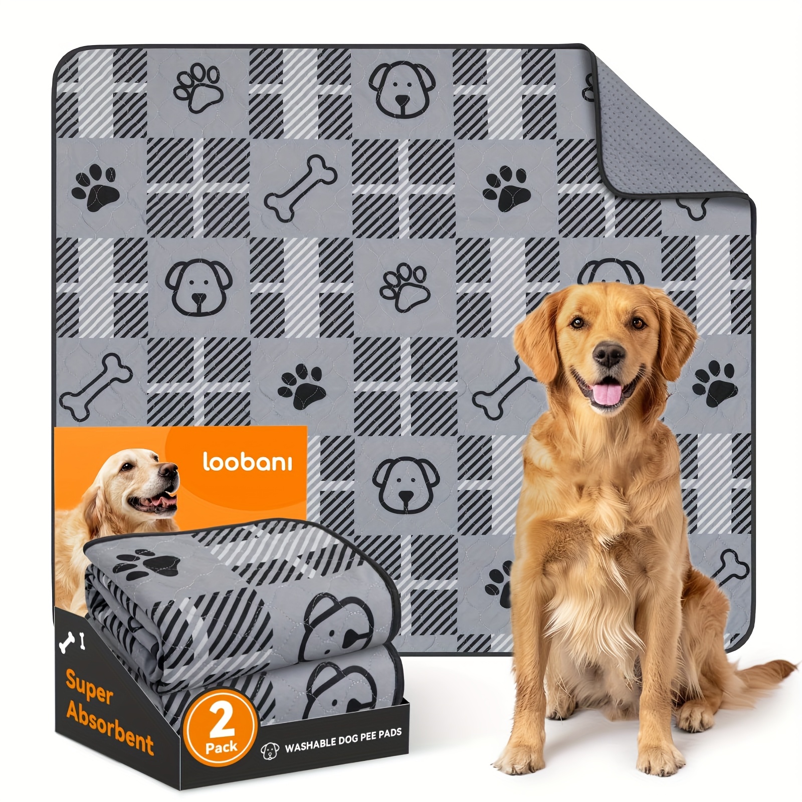 2pcs washable   pads for dogs reusable   pads dogs puppy pad washable leakproof   non slip pet whelping pads potty training pad for dog playpen crate grey
