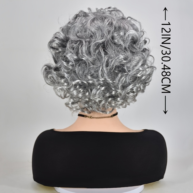 12 inch short curly gray wig halloween cosplay - Temu