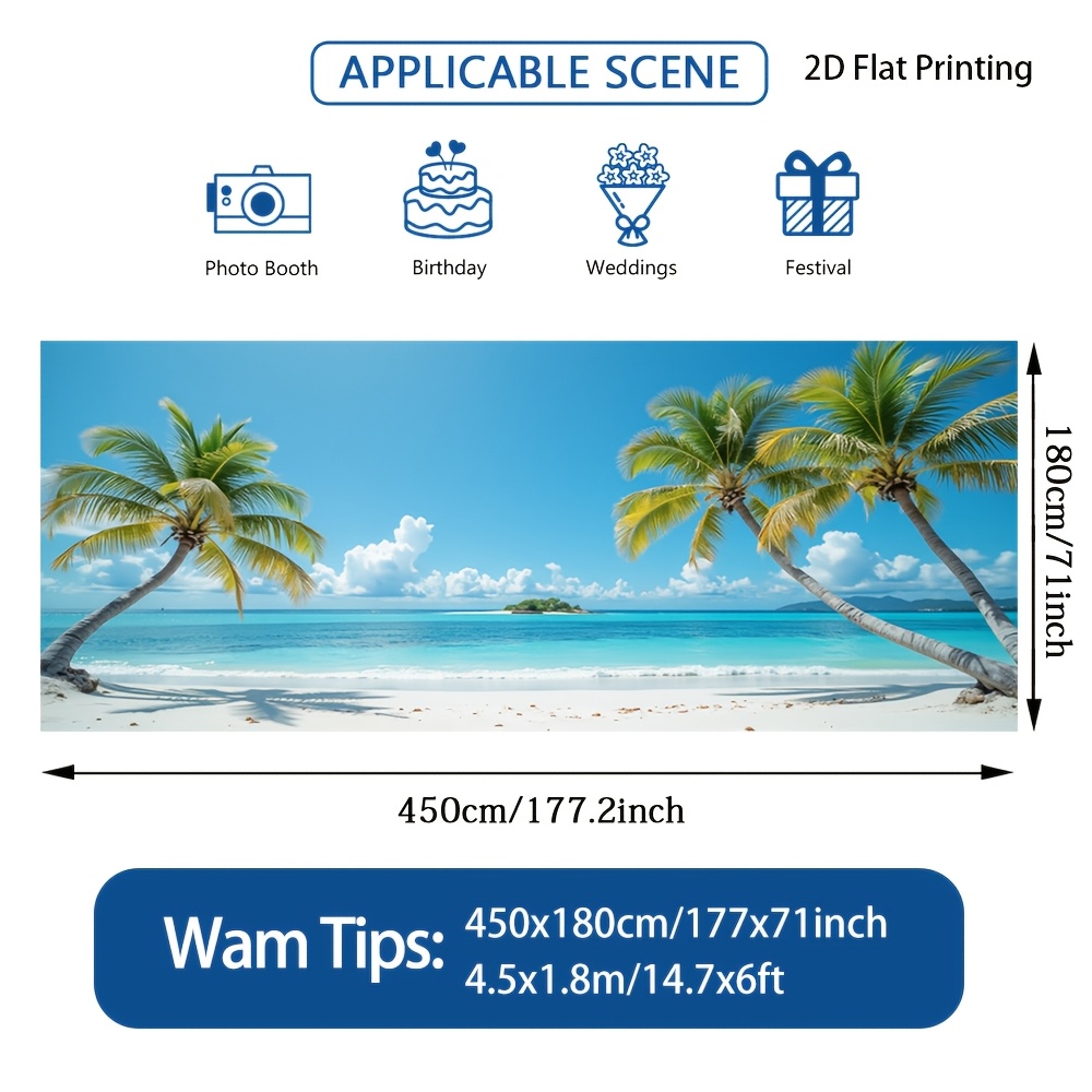 Image of (2d Flat 1pc Large Tropical Landscape Outdoor Garage Door Banner, Colorful And , Perfect For Brightening Up Your Garage Door For Parties, 2d Flat