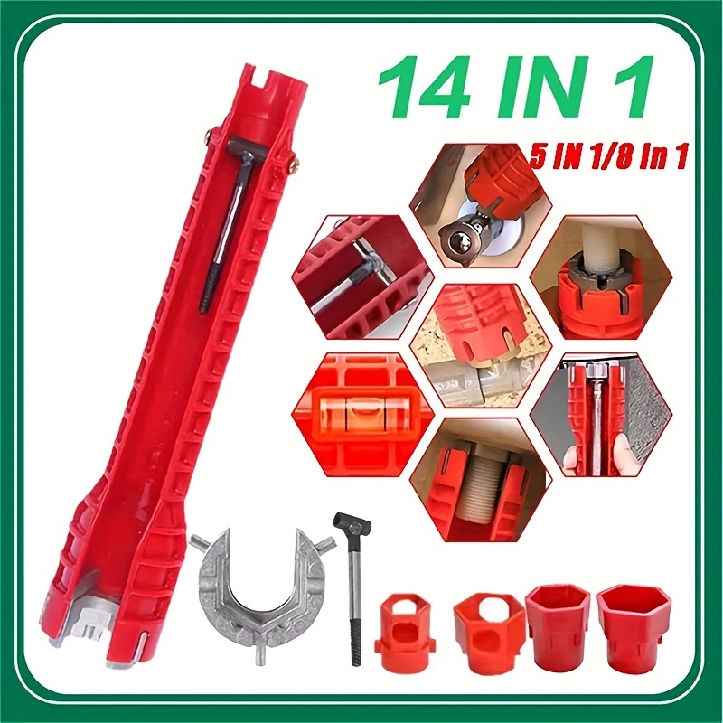 

5/8/14-in-1 Multi-functional Faucet & Sink Installer Tool - Durable Plastic, Easy Install For Bathroom Plumbing