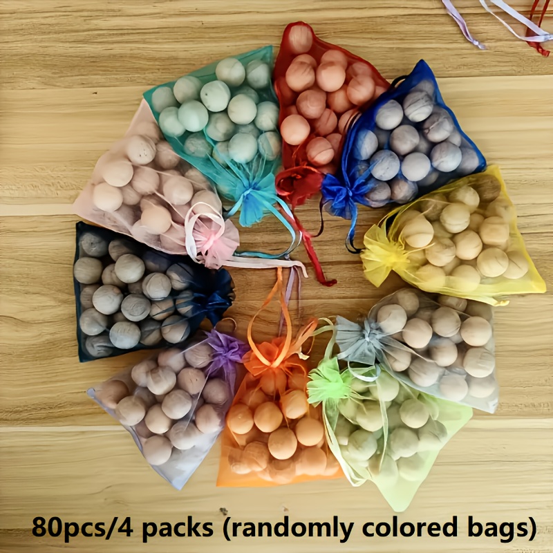 TEMU 4 Bags Of 80pcs Cedar Balls, Random Color Bags Packaged Cedar Balls For Wardrobes And Drawers, Balls For Clothing Storage