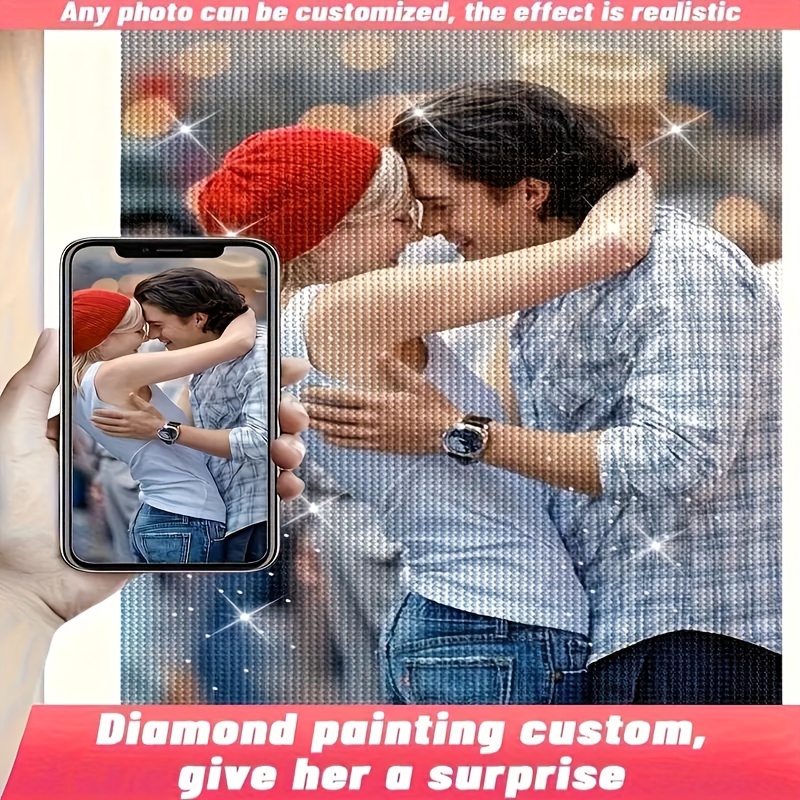 

Personalized 5d Round Diamond Painting Photo, Diy Diamond Art Embroidery Set With People Theme, Canvas Material, Unique Mosaic Craftwork, Home Decor Gift Idea