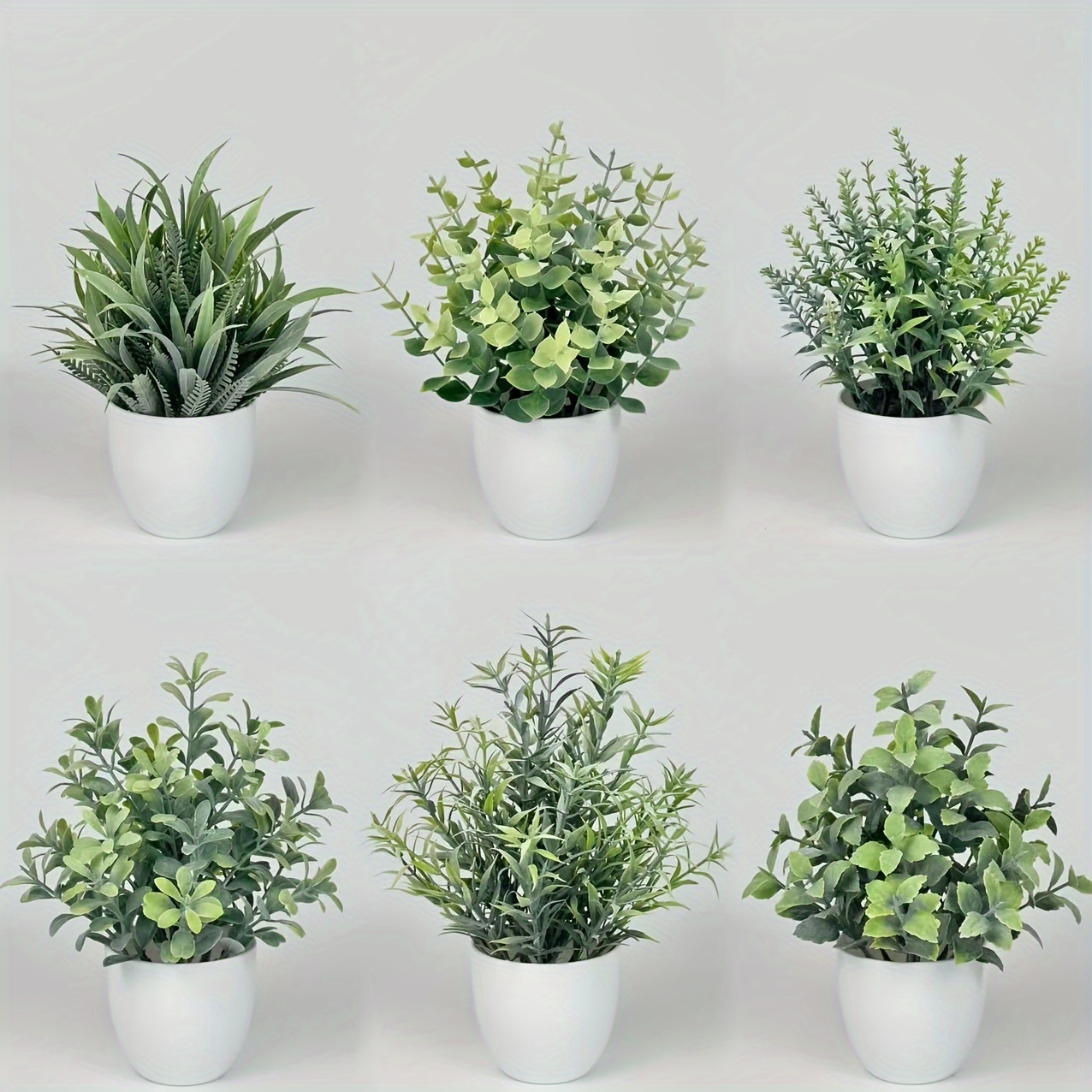 Image of 6pcs Artificial Flowers Simulating Snowflakes In Winter - Lavender, Rose Leaves, Eucalyptus Leaves, Rosemary And Other Potted Ornaments. Suitable For Home Decoration, Coffee Shop And Office Decoration
