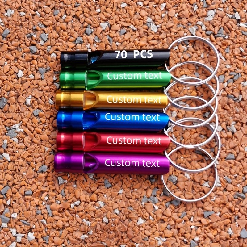 70 Custom Engraved Aluminum Alloy Whistle Keychains