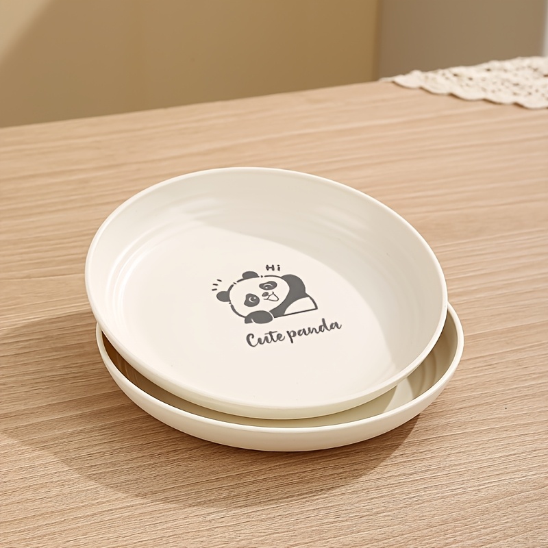 2/5/10pcs, Creamy Round Plastic Dinner Plate, 7.8 Inches, Cute Teddy , Sturdy And Durable, Dishwasher And Microwave Safe, Pp Material