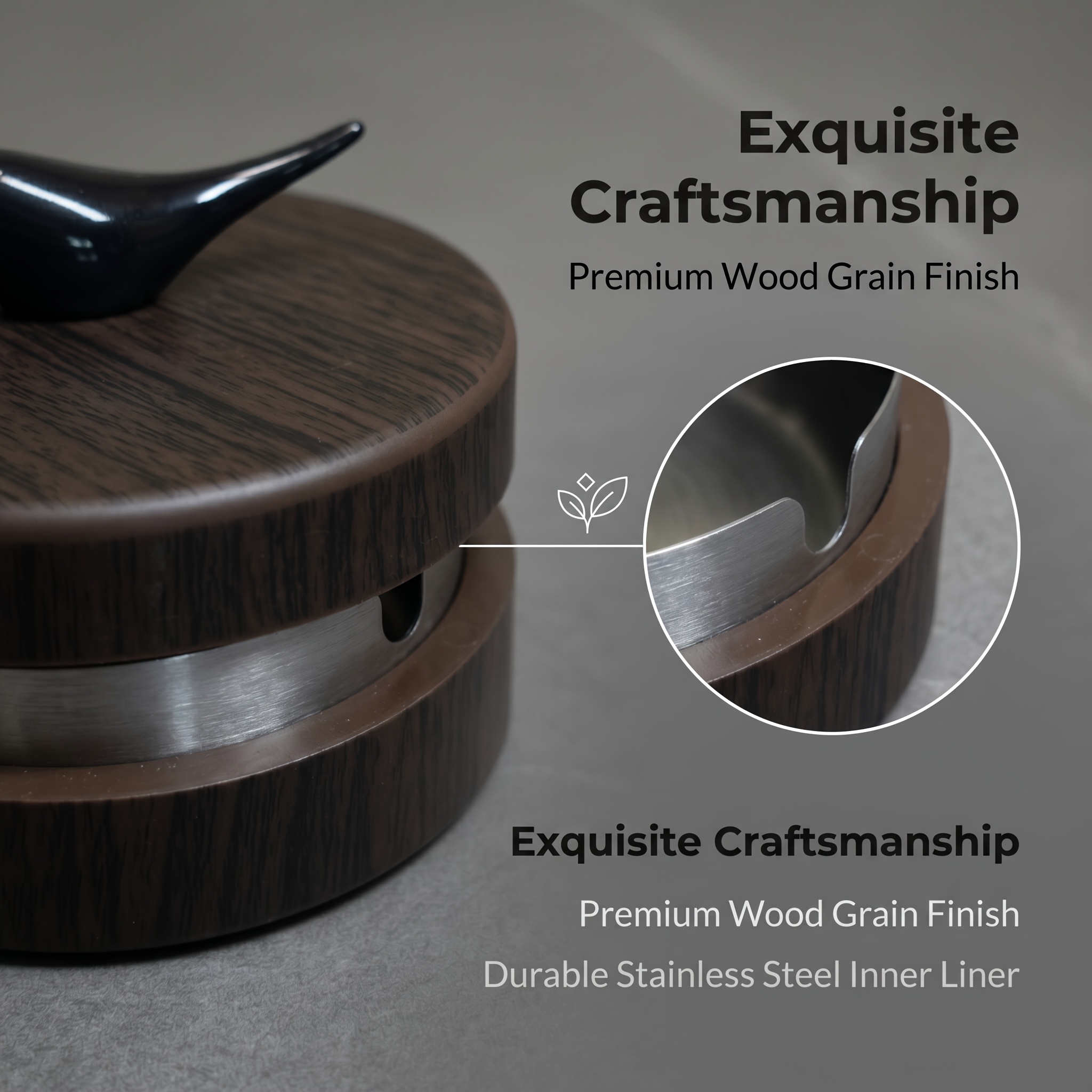 Bird-Shaped Ashtray with Lid, Windproof Ash Holder with Stainless Steel Liner, Easy-To-Clean Wood-Grain Ash Tray for Home Office